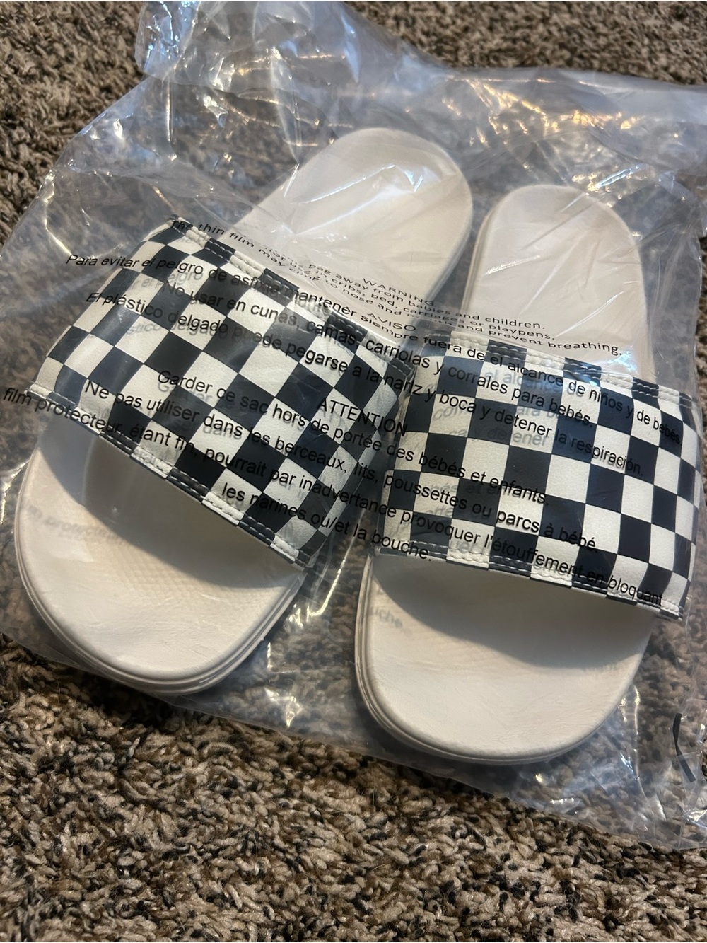 Vans Black & White Checkered Slide Sandals